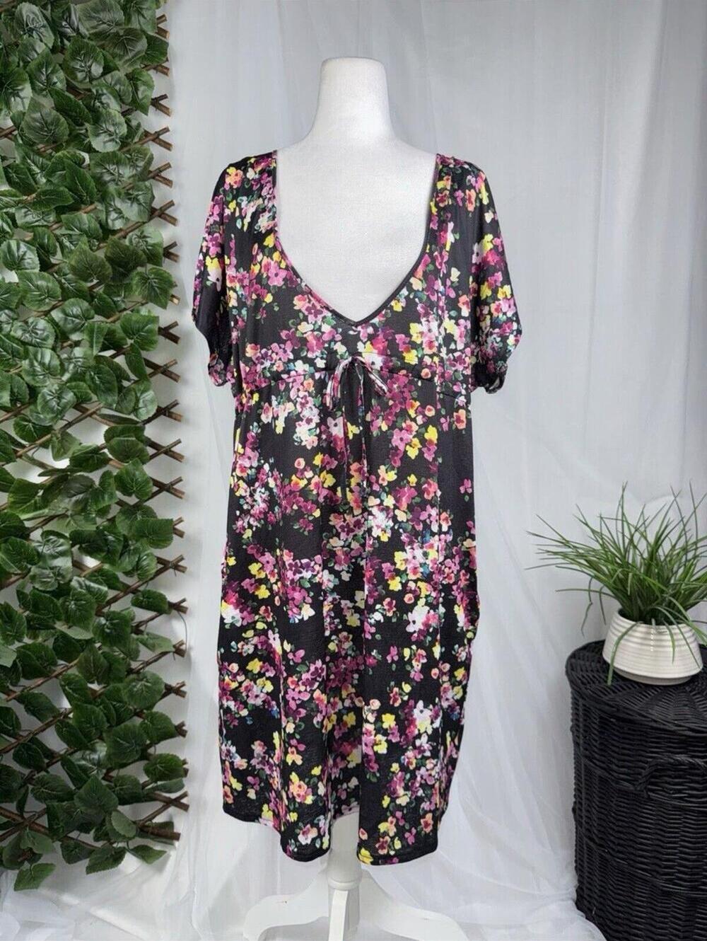 Lands' End Women's Floral Print V-Neck Swim Cover Up Dress -  M - New